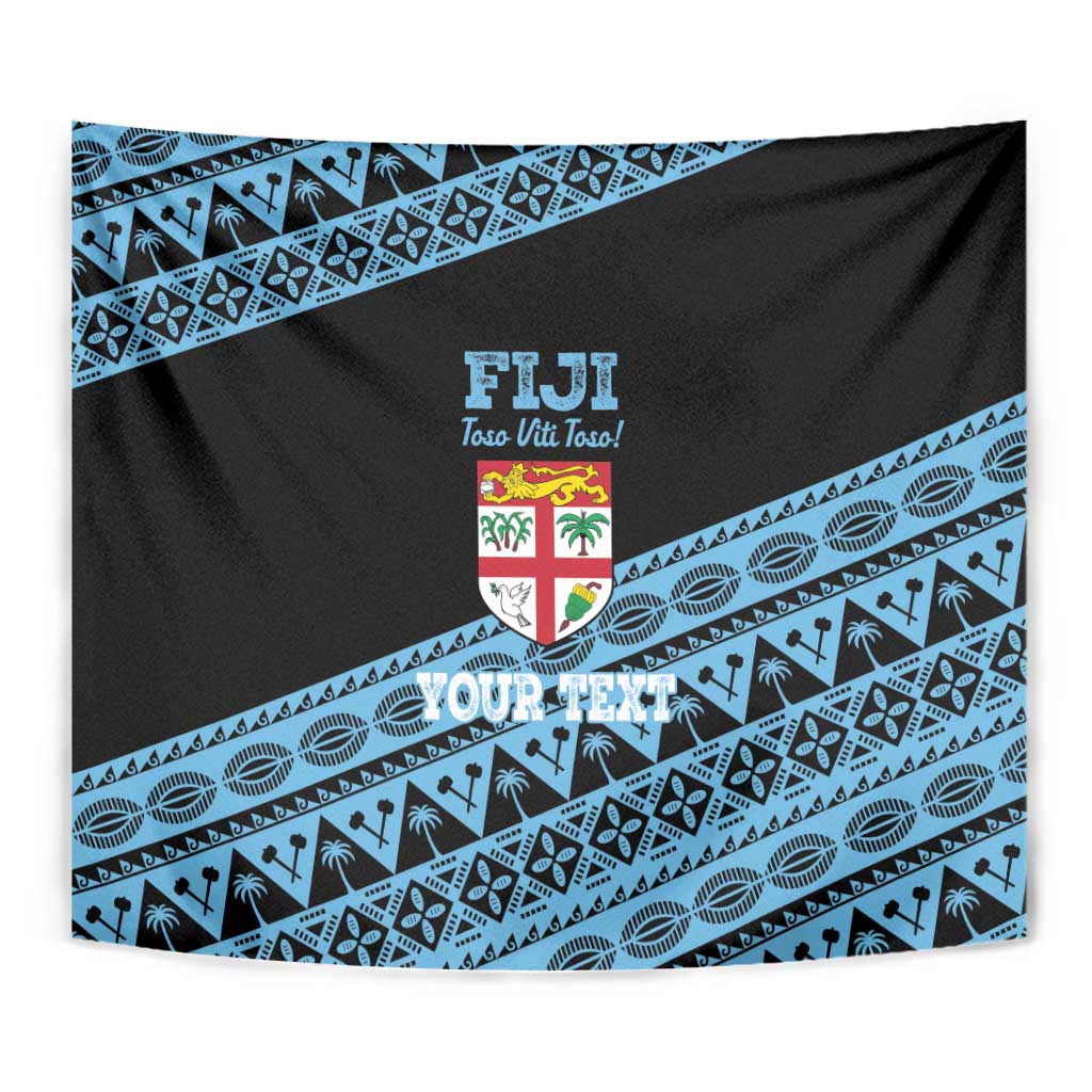 Fiji Rugby 2025 Custom Tapestry Fijian Tapa Toso Viti Toso - Black LT14 - Polynesian Pride