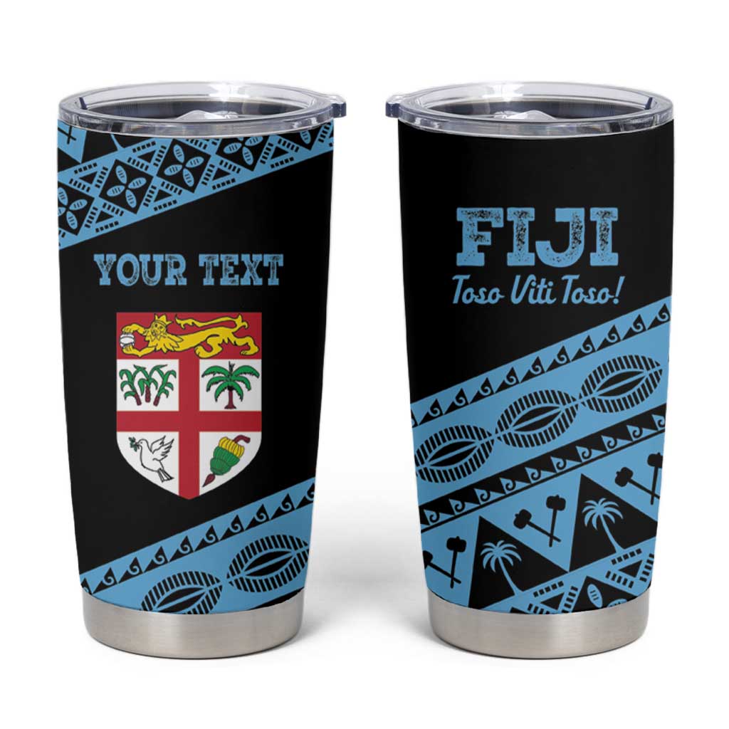 Fiji Rugby 2025 Custom Tumbler Cup Fijian Tapa Toso Viti Toso - Black LT14 Black - Polynesian Pride