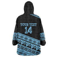 Fiji Rugby 2025 Custom Wearable Blanket Hoodie Fijian Tapa Toso Viti Toso - Black LT14 - Polynesian Pride