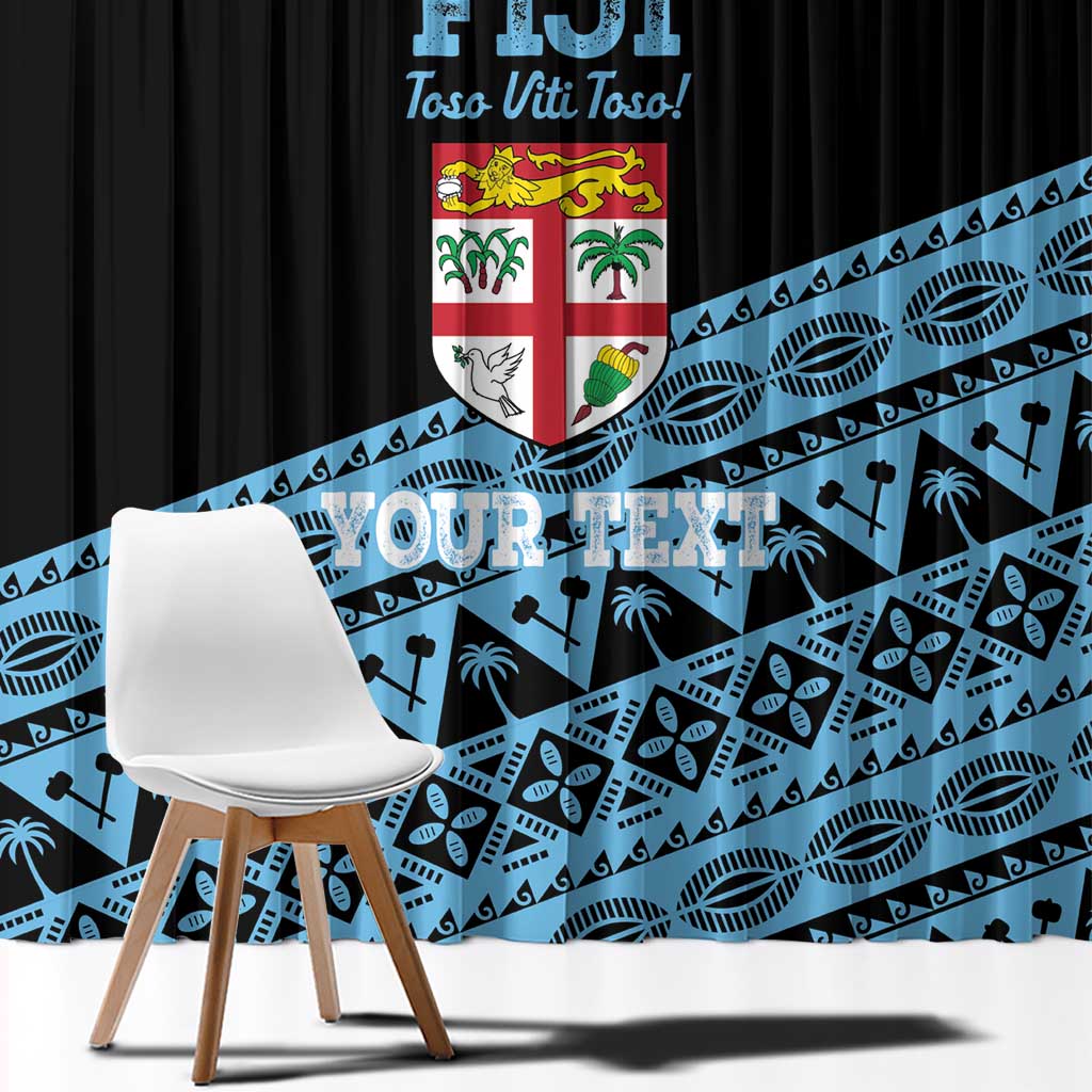 Fiji Rugby 2025 Custom Window Curtain Fijian Tapa Toso Viti Toso - Black LT14 - Polynesian Pride