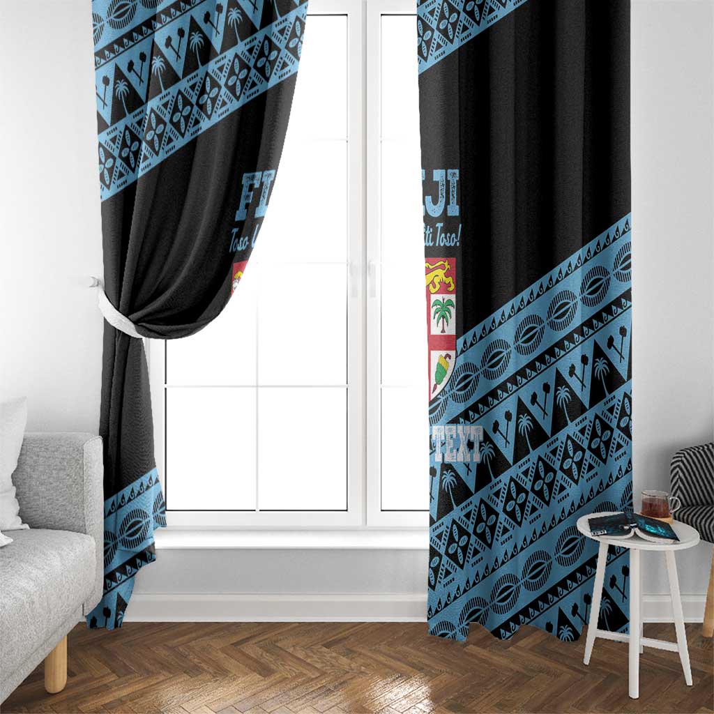 Fiji Rugby 2025 Custom Window Curtain Fijian Tapa Toso Viti Toso - Black LT14 - Polynesian Pride