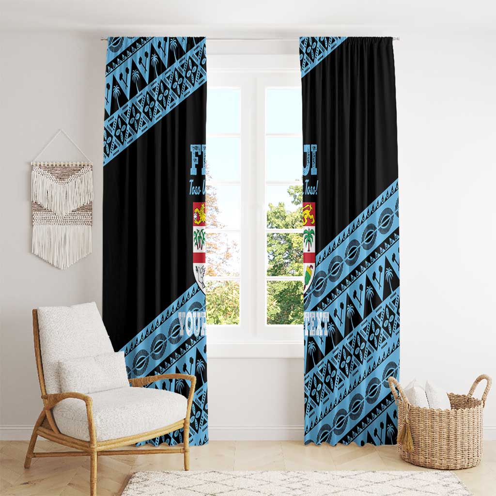 Fiji Rugby 2025 Custom Window Curtain Fijian Tapa Toso Viti Toso - Black LT14 - Polynesian Pride