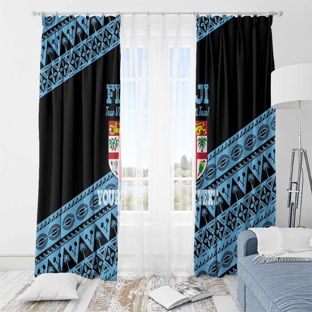 Fiji Rugby 2025 Custom Window Curtain Fijian Tapa Toso Viti Toso - Black LT14 - Polynesian Pride