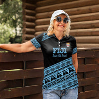 Fiji Rugby 2025 Custom Women Polo Shirt Fijian Tapa Toso Viti Toso - Black LT14 - Polynesian Pride