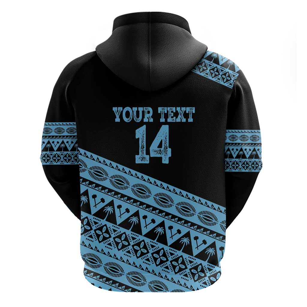Fiji Rugby 2025 Custom Zip Hoodie Fijian Tapa Toso Viti Toso - Black LT14 - Polynesian Pride