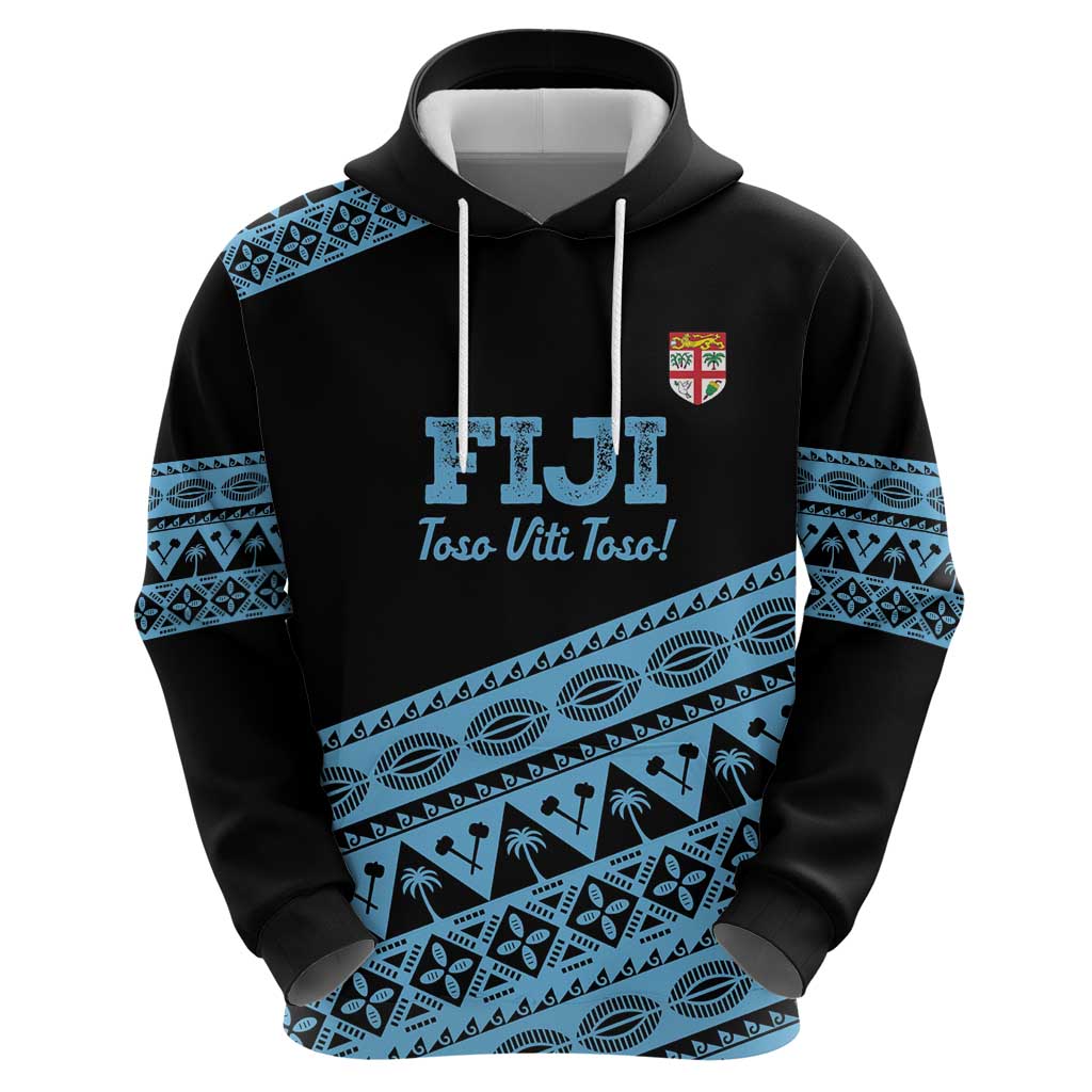 Fiji Rugby 2025 Custom Zip Hoodie Fijian Tapa Toso Viti Toso - Black LT14 - Polynesian Pride