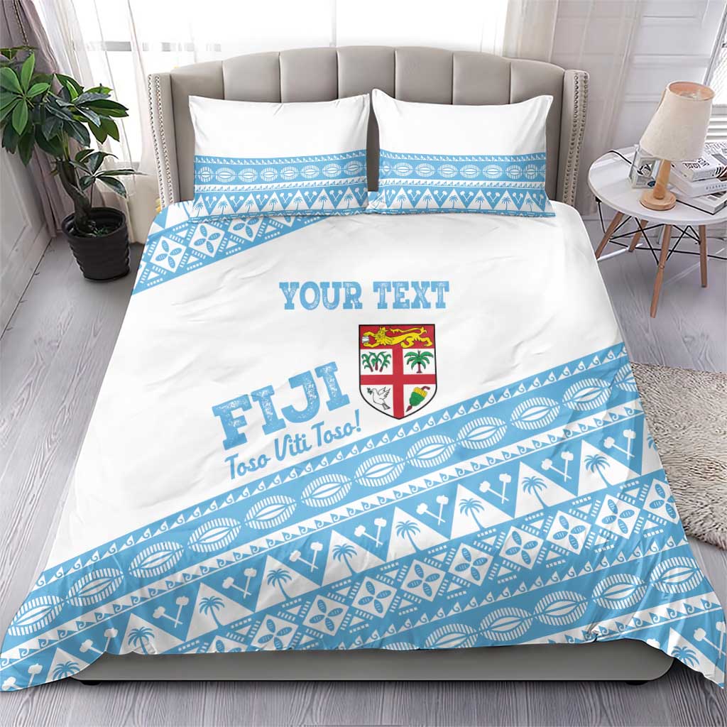 Fiji Rugby 2025 Custom Bedding Set Fijian Tapa Toso Viti Toso - White LT14 - Polynesian Pride