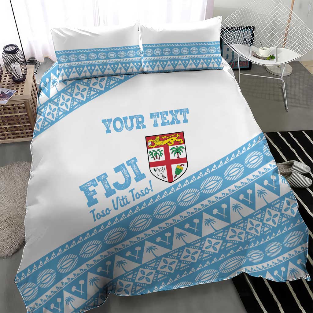 Fiji Rugby 2025 Custom Bedding Set Fijian Tapa Toso Viti Toso - White LT14 - Polynesian Pride