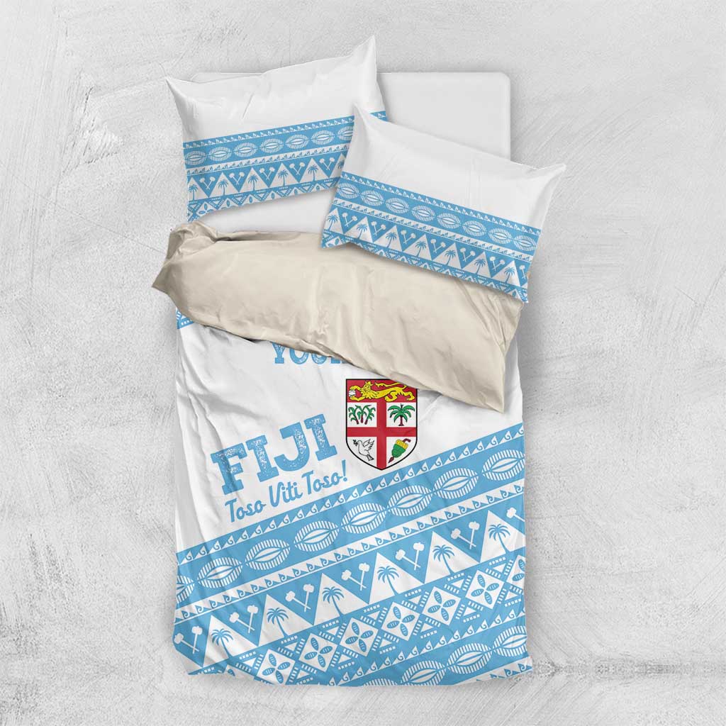 Fiji Rugby 2025 Custom Bedding Set Fijian Tapa Toso Viti Toso - White LT14 US Twin 172cm x 218cm White - Polynesian Pride