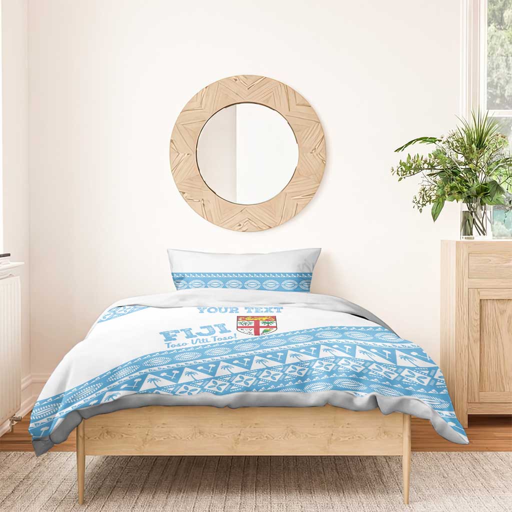 Fiji Rugby 2025 Custom Bedding Set Fijian Tapa Toso Viti Toso - White LT14 - Polynesian Pride