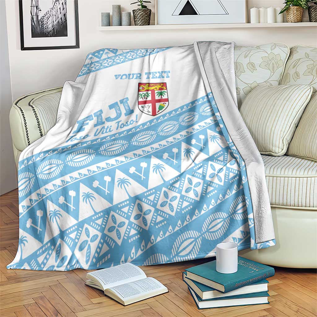 Fiji Rugby 2025 Custom Blanket Fijian Tapa Toso Viti Toso - White LT14 White - Polynesian Pride