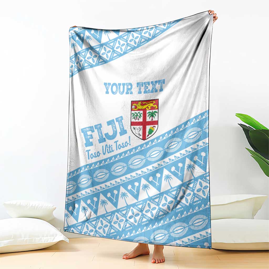 Fiji Rugby 2025 Custom Blanket Fijian Tapa Toso Viti Toso - White LT14 - Polynesian Pride