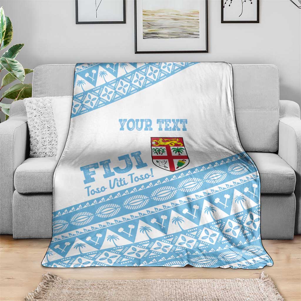 Fiji Rugby 2025 Custom Blanket Fijian Tapa Toso Viti Toso - White LT14 - Polynesian Pride