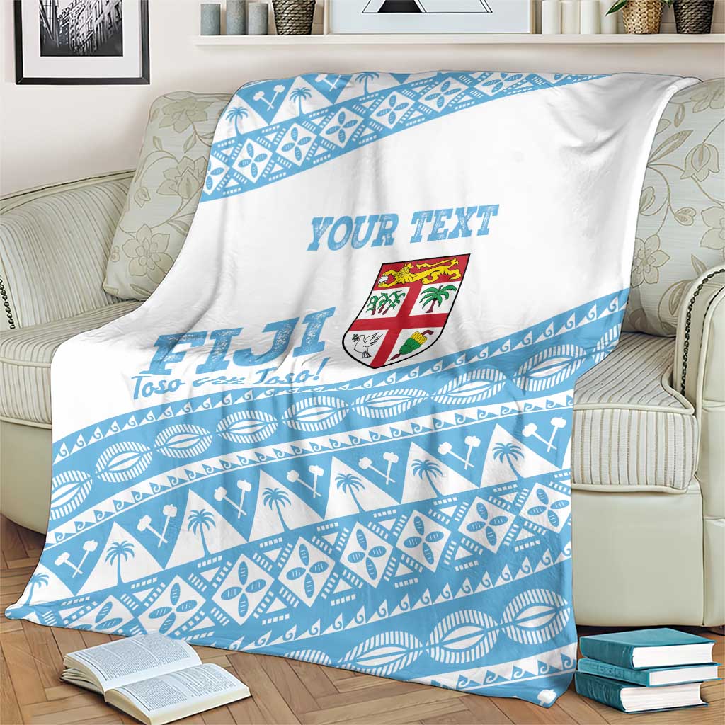 Fiji Rugby 2025 Custom Blanket Fijian Tapa Toso Viti Toso - White LT14 - Polynesian Pride