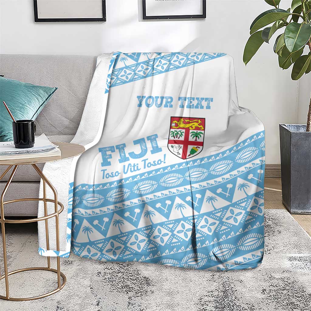 Fiji Rugby 2025 Custom Blanket Fijian Tapa Toso Viti Toso - White LT14 - Polynesian Pride