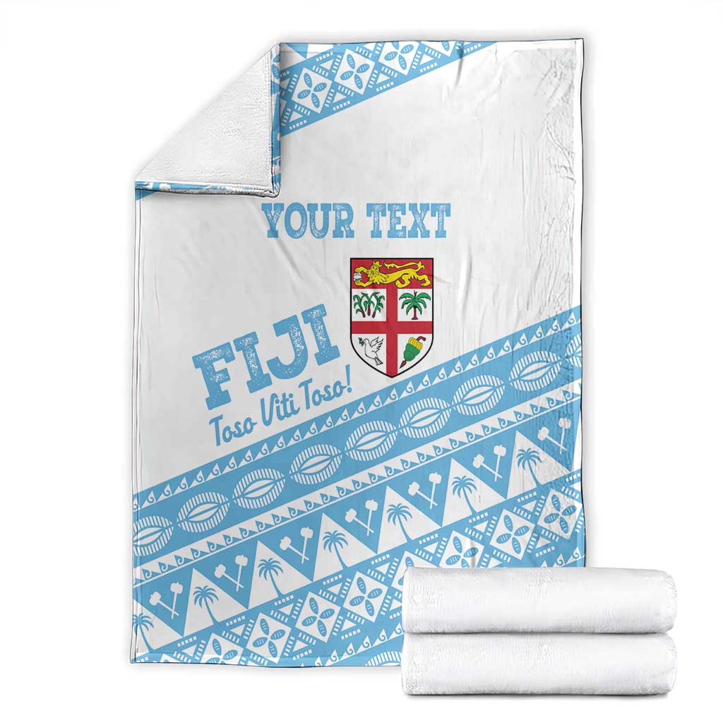 Fiji Rugby 2025 Custom Blanket Fijian Tapa Toso Viti Toso - White LT14 - Polynesian Pride