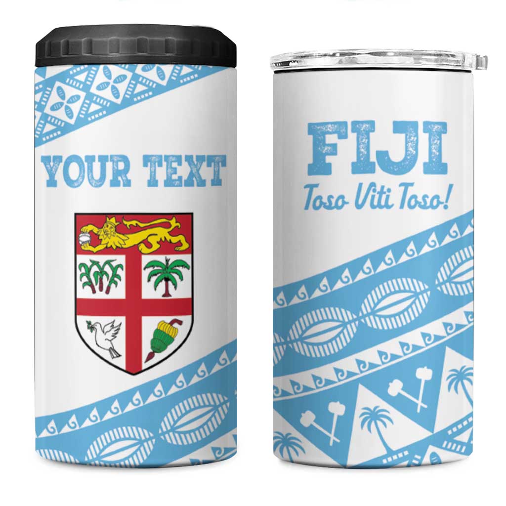 Fiji Rugby 2025 Custom 4 in 1 Can Cooler Tumbler Fijian Tapa Toso Viti Toso - White LT14 One Size: 16 oz White - Polynesian Pride