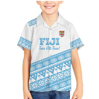 Fiji Rugby 2025 Custom Family Matching Mermaid Dress and Hawaiian Shirt Fijian Tapa Toso Viti Toso - White LT14 Son's Shirt White - Polynesian Pride