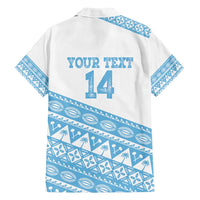 Fiji Rugby 2025 Custom Family Matching Off Shoulder Maxi Dress and Hawaiian Shirt Fijian Tapa Toso Viti Toso - White LT14 - Polynesian Pride