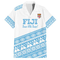 Fiji Rugby 2025 Custom Family Matching Short Sleeve Bodycon Dress and Hawaiian Shirt Fijian Tapa Toso Viti Toso - White