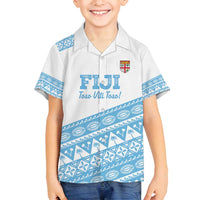 Fiji Rugby 2025 Custom Family Matching Summer Maxi Dress and Hawaiian Shirt Fijian Tapa Toso Viti Toso - White LT14 Son's Shirt White - Polynesian Pride