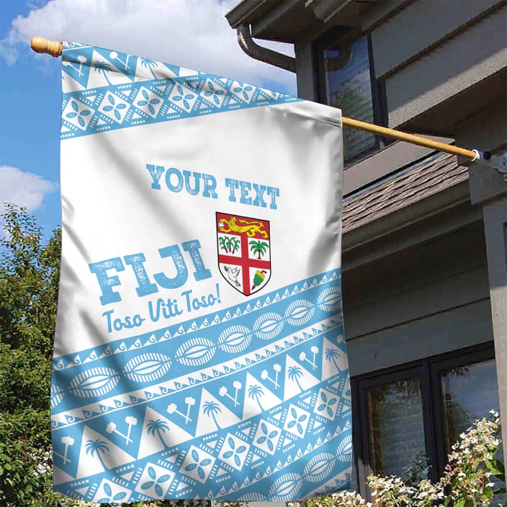 Fiji Rugby 2025 Custom Garden Flag Fijian Tapa Toso Viti Toso - White LT14 - Polynesian Pride