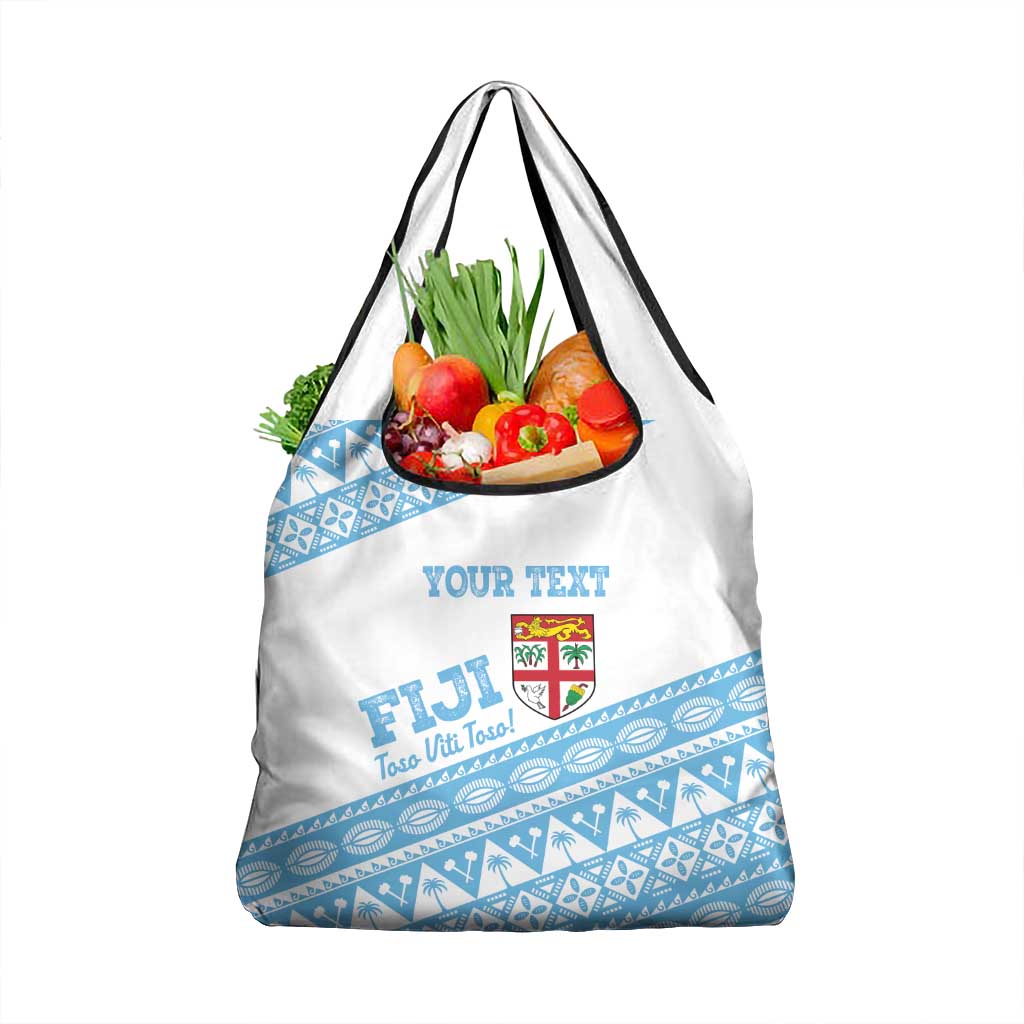 Fiji Rugby 2025 Custom Grocery Bag Fijian Tapa Toso Viti Toso - White LT14 1-pack One Size White - Polynesian Pride
