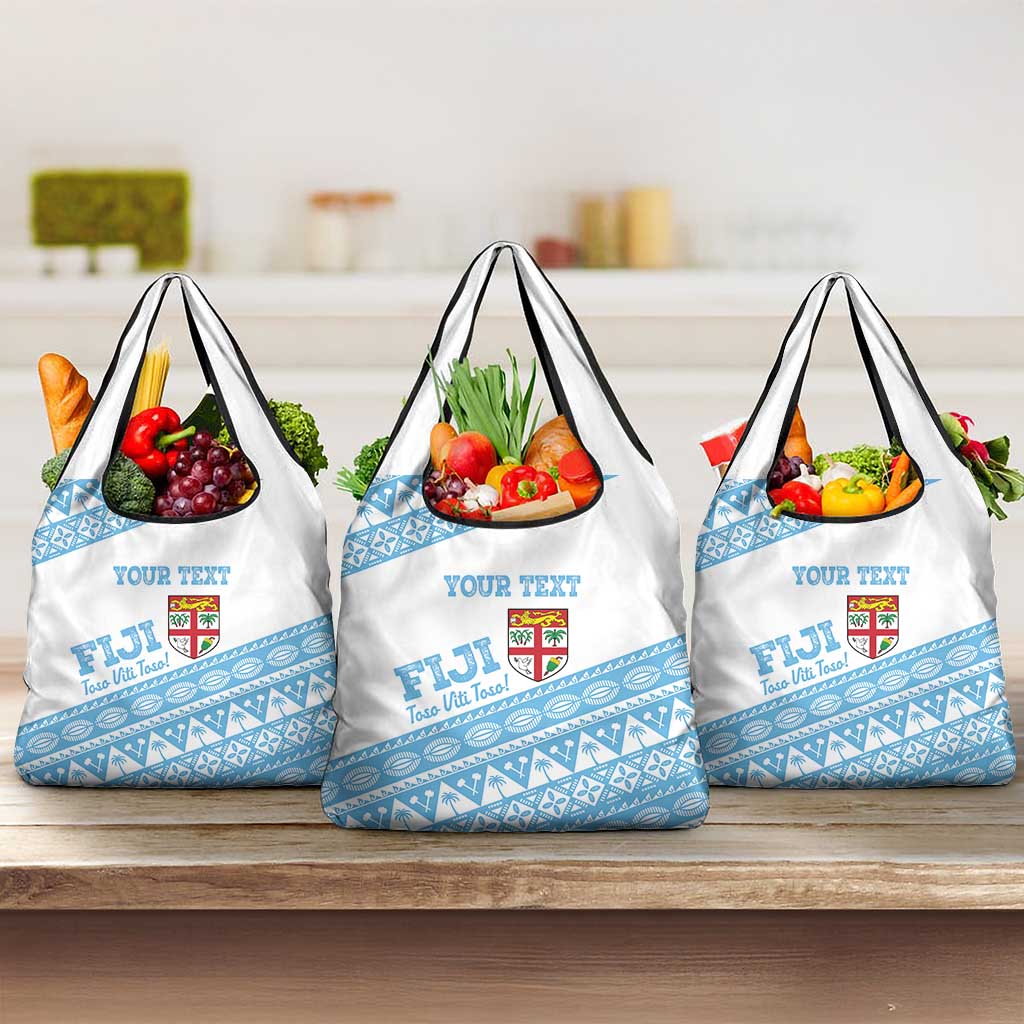 Fiji Rugby 2025 Custom Grocery Bag Fijian Tapa Toso Viti Toso - White LT14 3-pack One Size White - Polynesian Pride