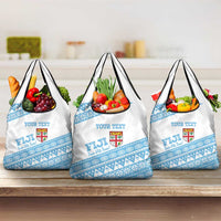 Fiji Rugby 2025 Custom Grocery Bag Fijian Tapa Toso Viti Toso - White LT14 3-pack One Size White - Polynesian Pride