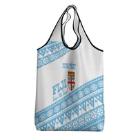 Fiji Rugby 2025 Custom Grocery Bag Fijian Tapa Toso Viti Toso - White LT14 - Polynesian Pride