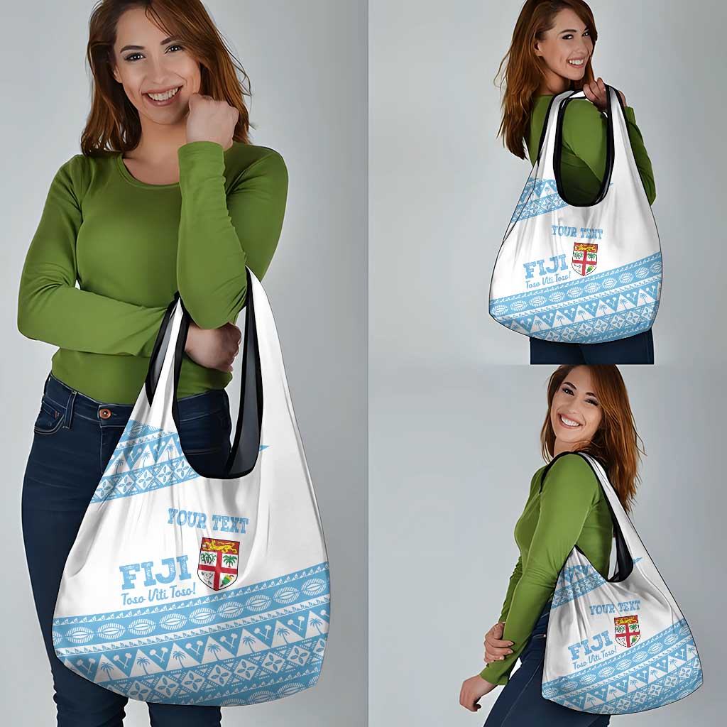 Fiji Rugby 2025 Custom Grocery Bag Fijian Tapa Toso Viti Toso - White LT14 - Polynesian Pride