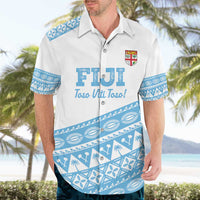 Fiji Rugby 2025 Custom Hawaiian Shirt Fijian Tapa Toso Viti Toso - White LT14 - Polynesian Pride