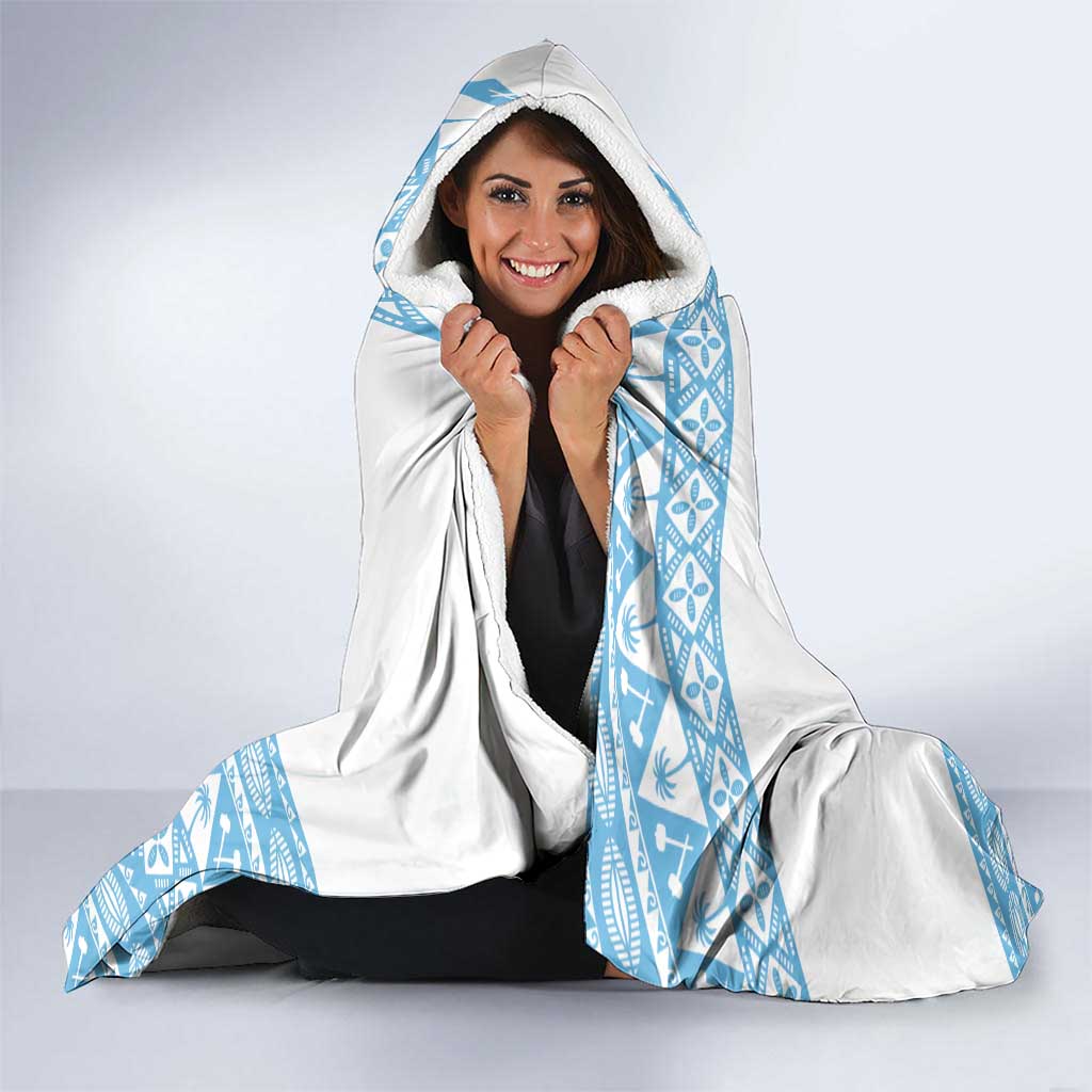 Fiji Rugby 2025 Custom Hooded Blanket Fijian Tapa Toso Viti Toso - White LT14 - Polynesian Pride