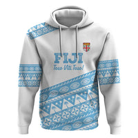 Fiji Rugby 2025 Custom Hoodie Fijian Tapa Toso Viti Toso - White LT14 Pullover Hoodie White - Polynesian Pride