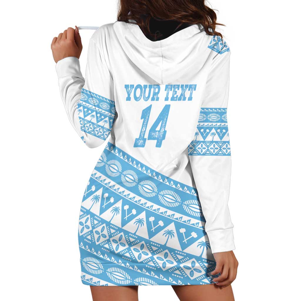 Fiji Rugby 2025 Custom Hoodie Dress Fijian Tapa Toso Viti Toso - White LT14 - Polynesian Pride