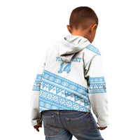 Fiji Rugby 2025 Custom Kid Hoodie Fijian Tapa Toso Viti Toso - White LT14 - Polynesian Pride