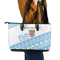 Fiji Rugby 2025 Custom Leather Tote Bag Fijian Tapa Toso Viti Toso - White