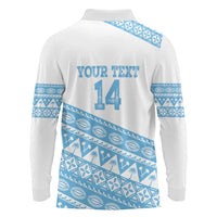 Fiji Rugby 2025 Custom Long Sleeve Polo Shirt Fijian Tapa Toso Viti Toso - White LT14 - Polynesian Pride