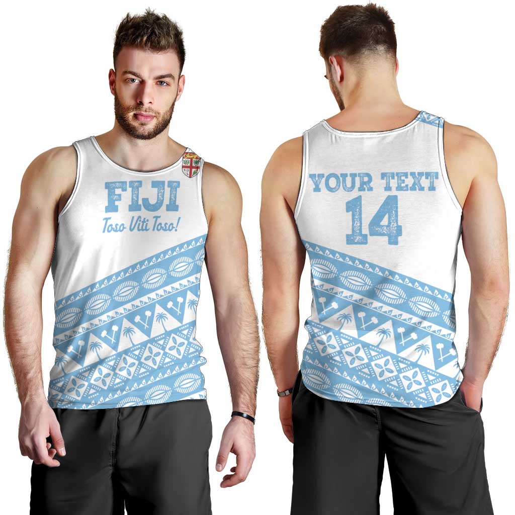 Fiji Rugby 2025 Custom Men Tank Top Fijian Tapa Toso Viti Toso - White