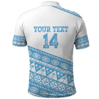 Fiji Rugby 2025 Custom Polo Shirt Fijian Tapa Toso Viti Toso - White LT14 - Polynesian Pride