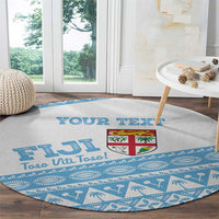 Fiji Rugby 2025 Custom Round Carpet Fijian Tapa Toso Viti Toso - White LT14 - Polynesian Pride