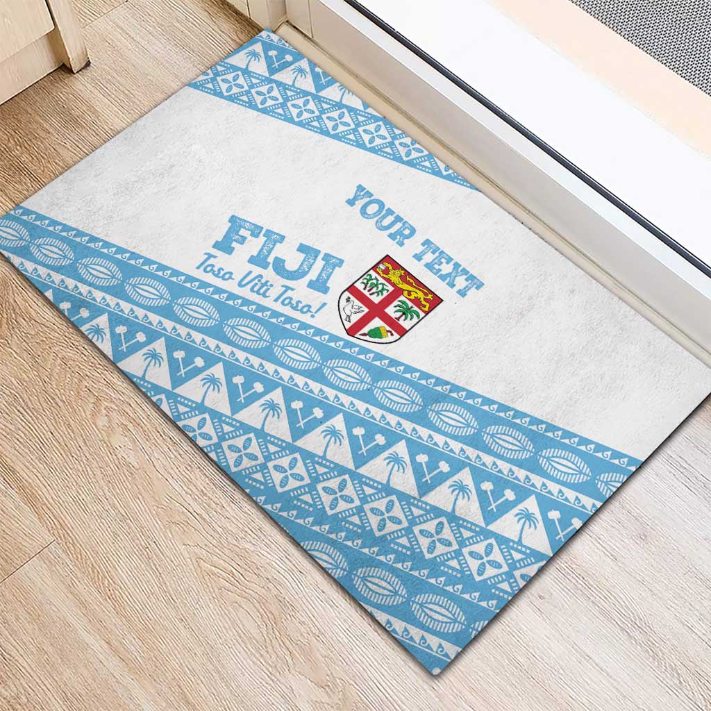 Fiji Rugby 2025 Custom Rubber Doormat Fijian Tapa Toso Viti Toso - White