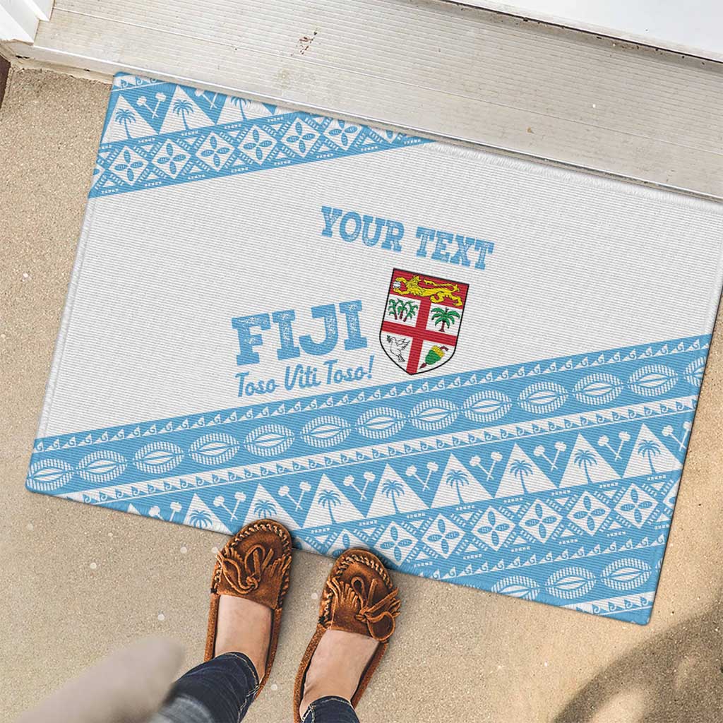Fiji Rugby 2025 Custom Rubber Doormat Fijian Tapa Toso Viti Toso - White