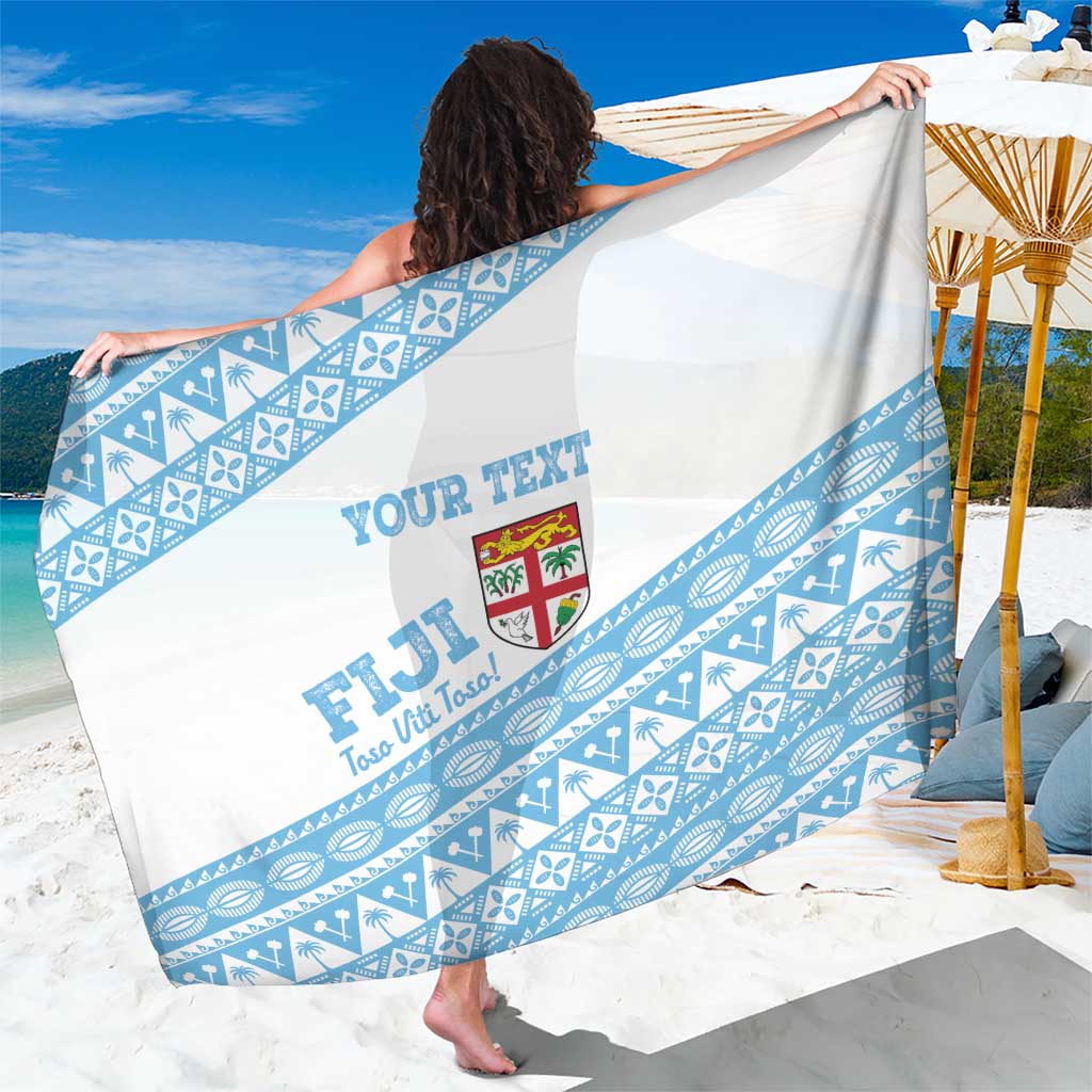 Fiji Rugby 2025 Custom Sarong Fijian Tapa Toso Viti Toso - White LT14 One Size 44 x 66 inches White - Polynesian Pride