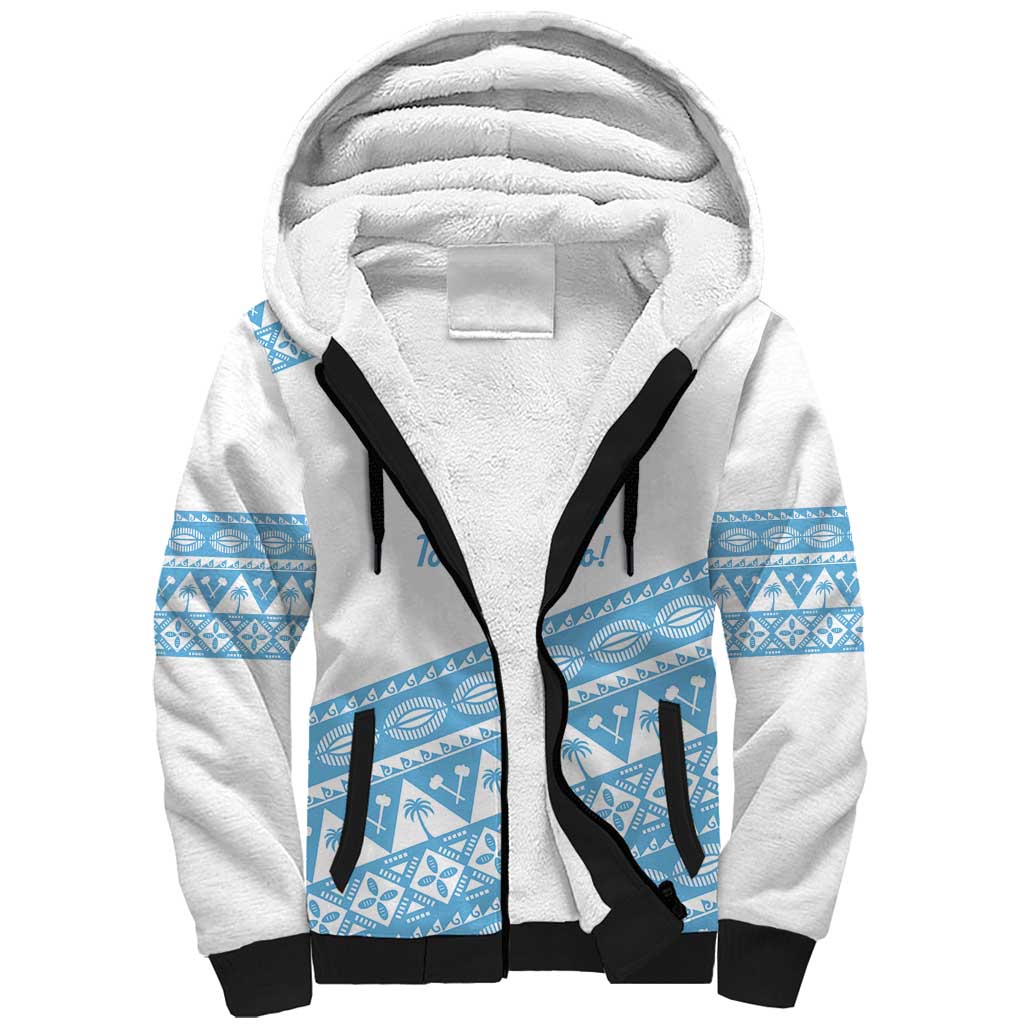 Fiji Rugby 2025 Custom Sherpa Hoodie Fijian Tapa Toso Viti Toso - White LT14 Unisex White - Polynesian Pride