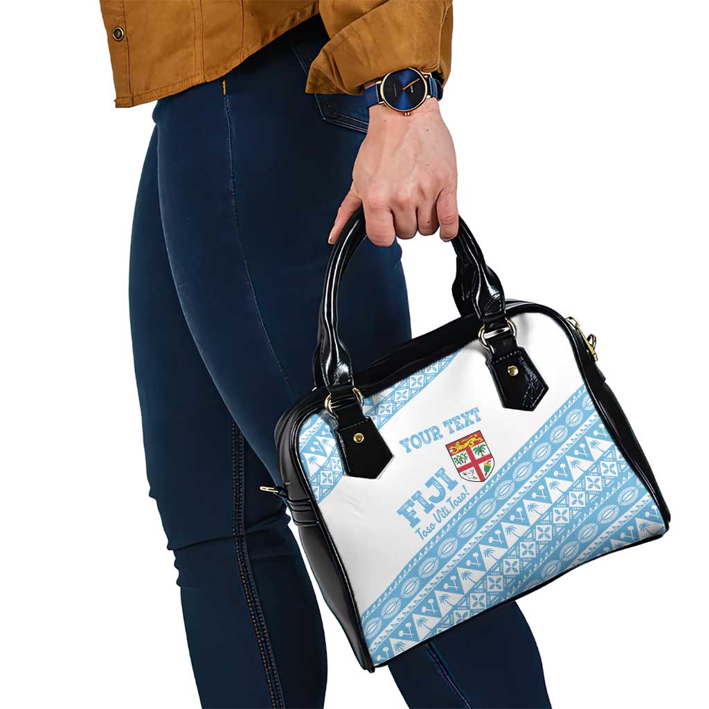Fiji Rugby 2025 Custom Shoulder Handbag Fijian Tapa Toso Viti Toso - White LT14 - Polynesian Pride
