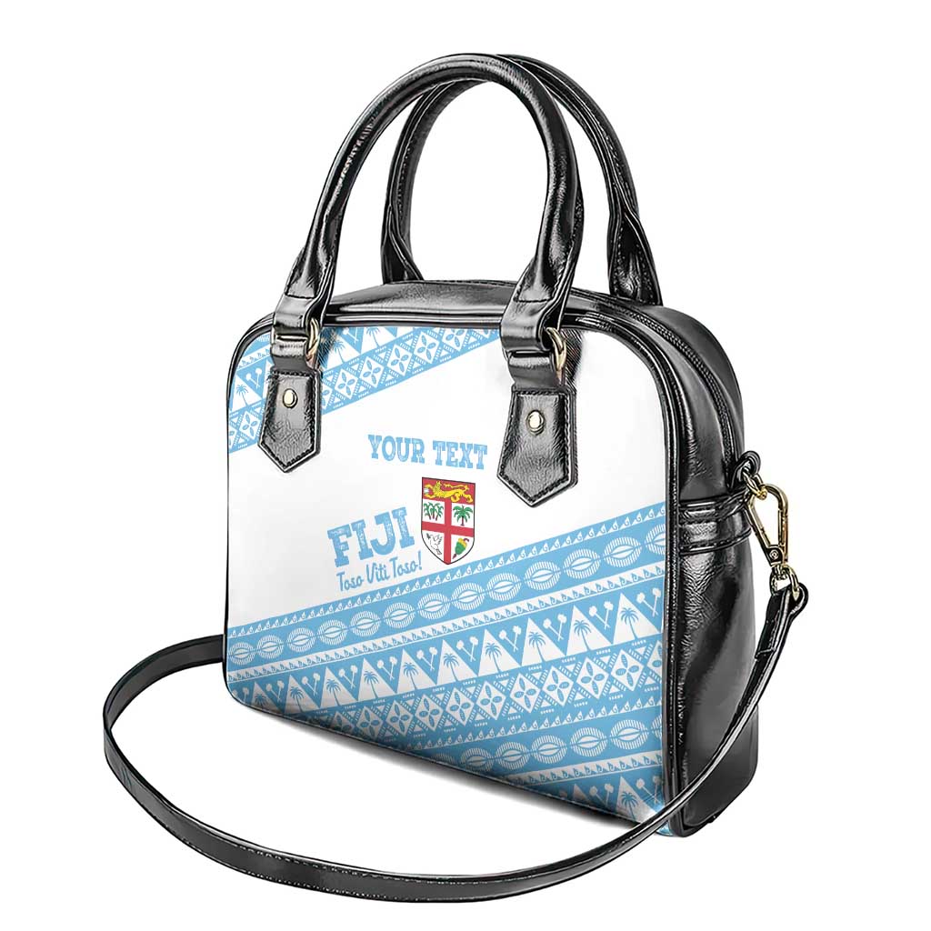 Fiji Rugby 2025 Custom Shoulder Handbag Fijian Tapa Toso Viti Toso - White LT14 - Polynesian Pride