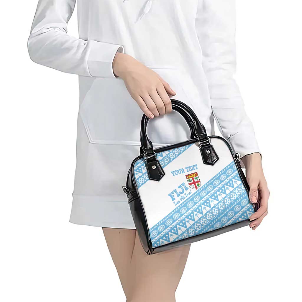 Fiji Rugby 2025 Custom Shoulder Handbag Fijian Tapa Toso Viti Toso - White LT14 - Polynesian Pride