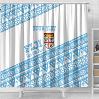 Fiji Rugby 2025 Custom Shower Curtain Fijian Tapa Toso Viti Toso - White LT14 - Polynesian Pride