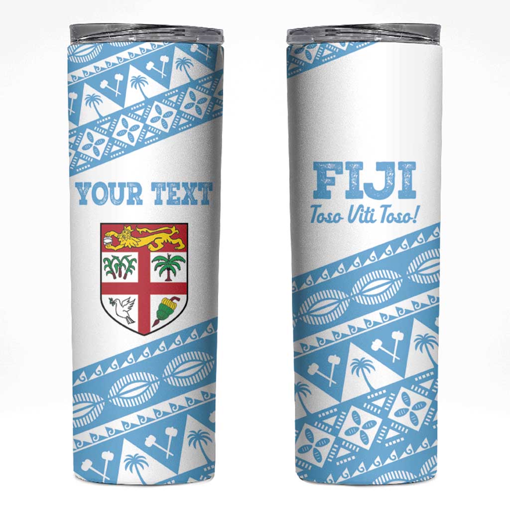 Fiji Rugby 2025 Custom Skinny Tumbler Fijian Tapa Toso Viti Toso - White